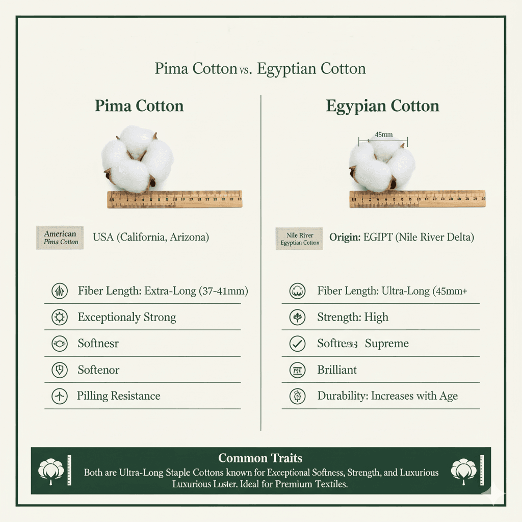 ピマ綿とエジプト綿の特性比較 ピマ綿とエジプト綿の特性比較