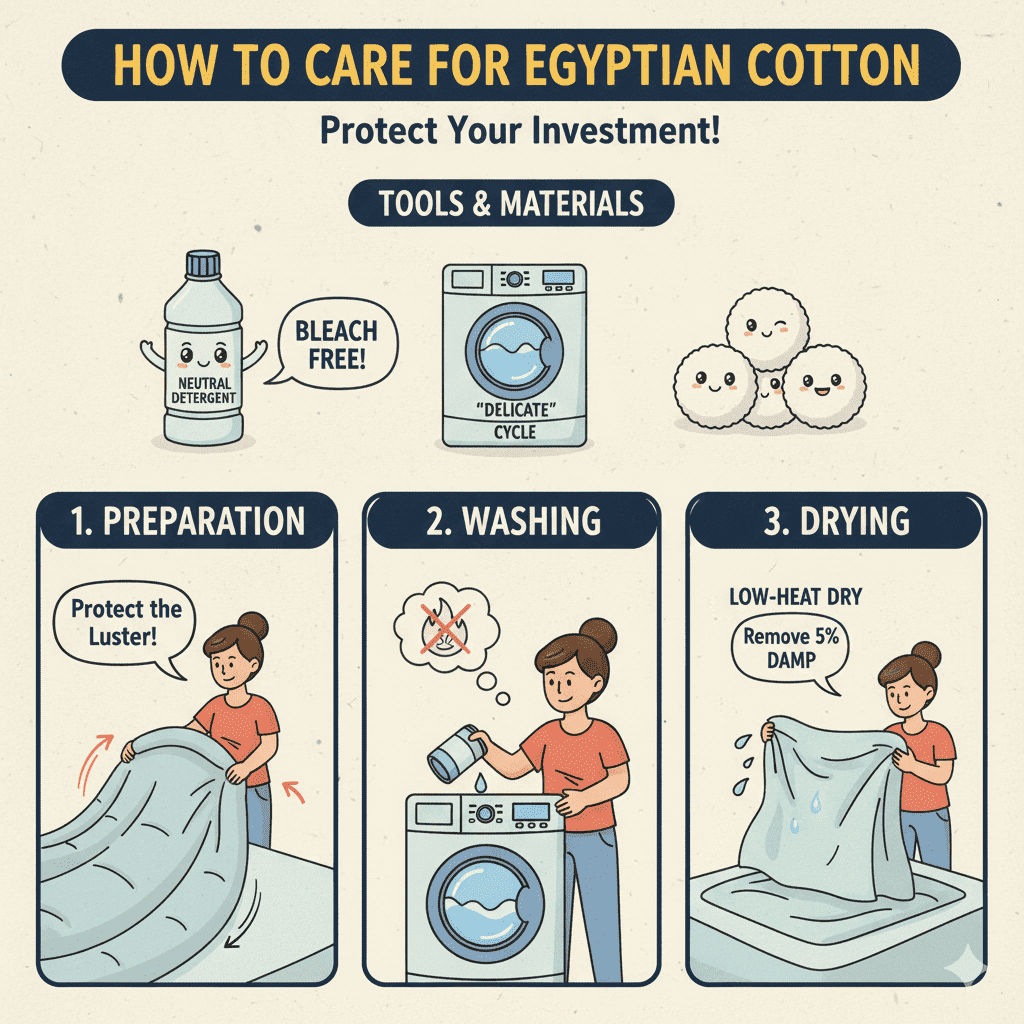 エジプト綿のお手入れ方法と手順 エジプト綿のお手入れ方法と手順