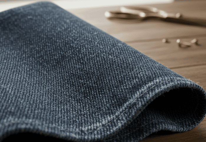 A Piece Of Denim Is Placed On The Table A Piece Of Denim Is Placed On The Table