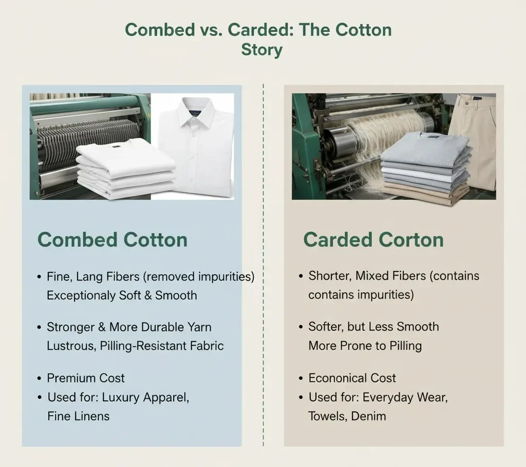 Combed Vs. Carded Combed Vs. Carded
