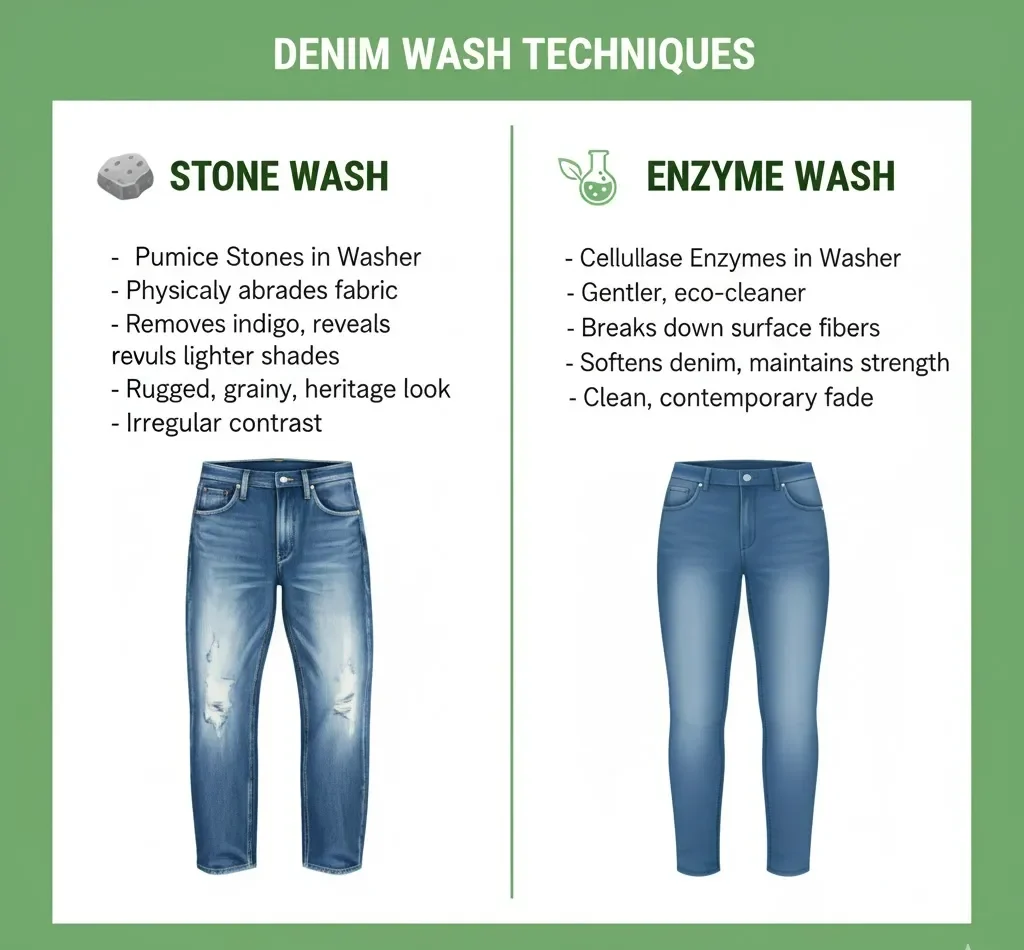 Comparative Results Of Stone-Washed Vs Enzyme-Washed Denim Samples. Comparative Results Of Stone-Washed Vs Enzyme-Washed Denim Samples.
