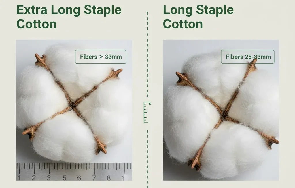 Extra Long Staple Cotton Has A Fiber Length Of Over 33Mm, While Ordinary Long Staple Cotton Has A Fiber Length Of 25-33Mm. Extra Long Staple Cotton Has A Fiber Length Of Over 33Mm, While Ordinary Long Staple Cotton Has A Fiber Length Of 25-33Mm.