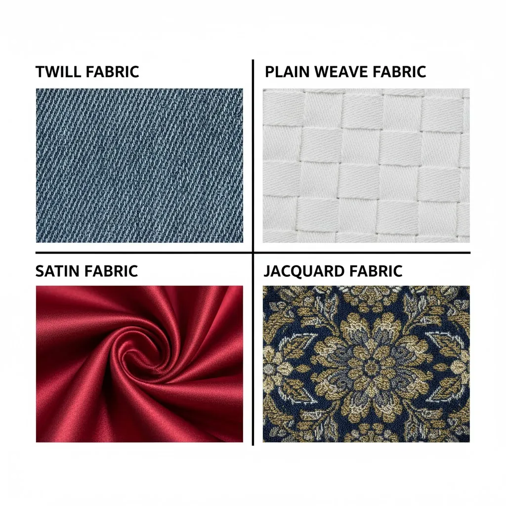 Four Types Of Woven Fabrics: Twill, Plain, Satin, And Jacquard Four Types Of Woven Fabrics: Twill, Plain, Satin, And Jacquard