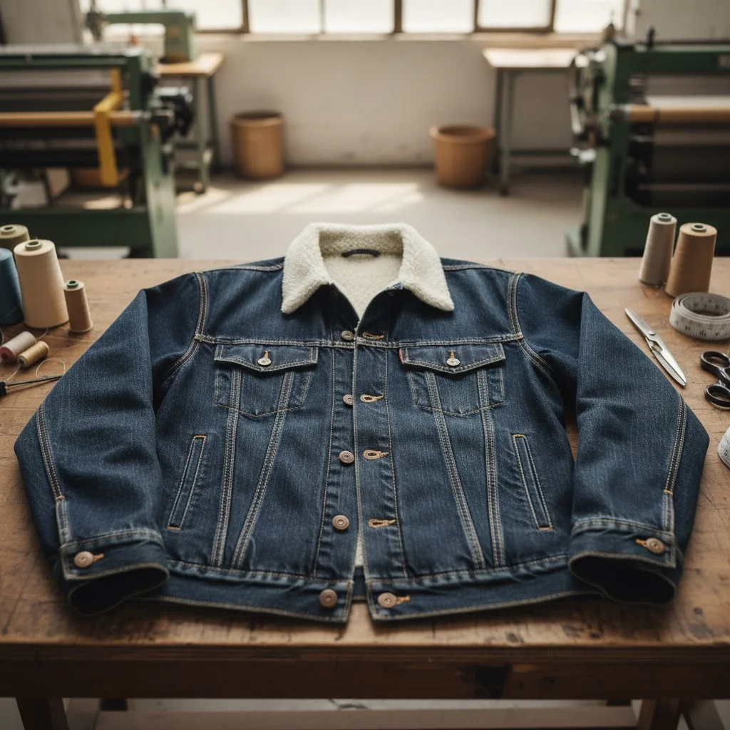 Heavy Denim Jackets Laid Out On A Table Heavy Denim Jackets Laid Out On A Table