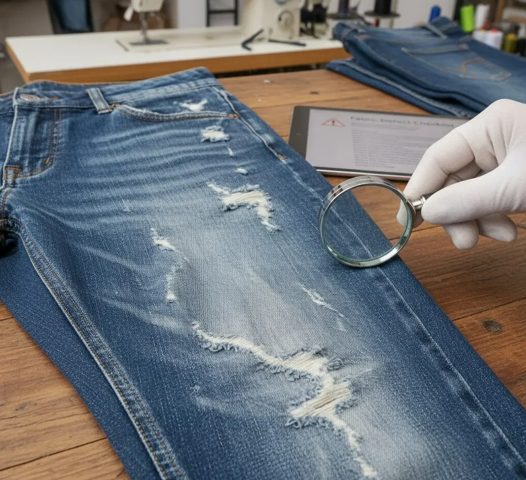 Image Of Uneven Wash-Wear Marks On Denim. Image Of Uneven Wash-Wear Marks On Denim.