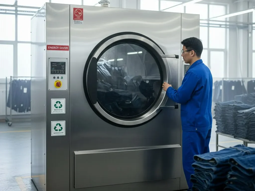Industrial Denim Dryer At Controlled Temperature Settings. Industrial Denim Dryer At Controlled Temperature Settings.
