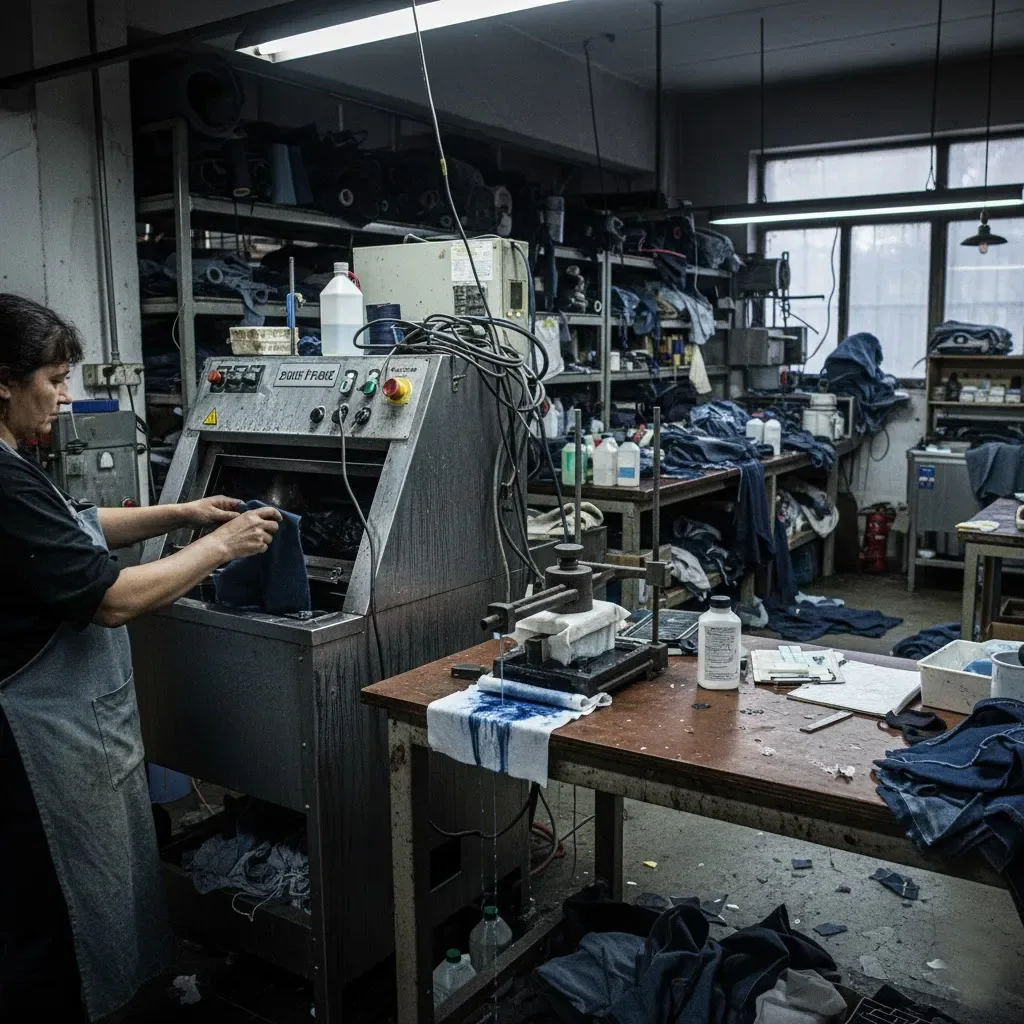 Our Factory Staff Are Testing The Color Fastness Of Denim Our Factory Staff Are Testing The Color Fastness Of Denim