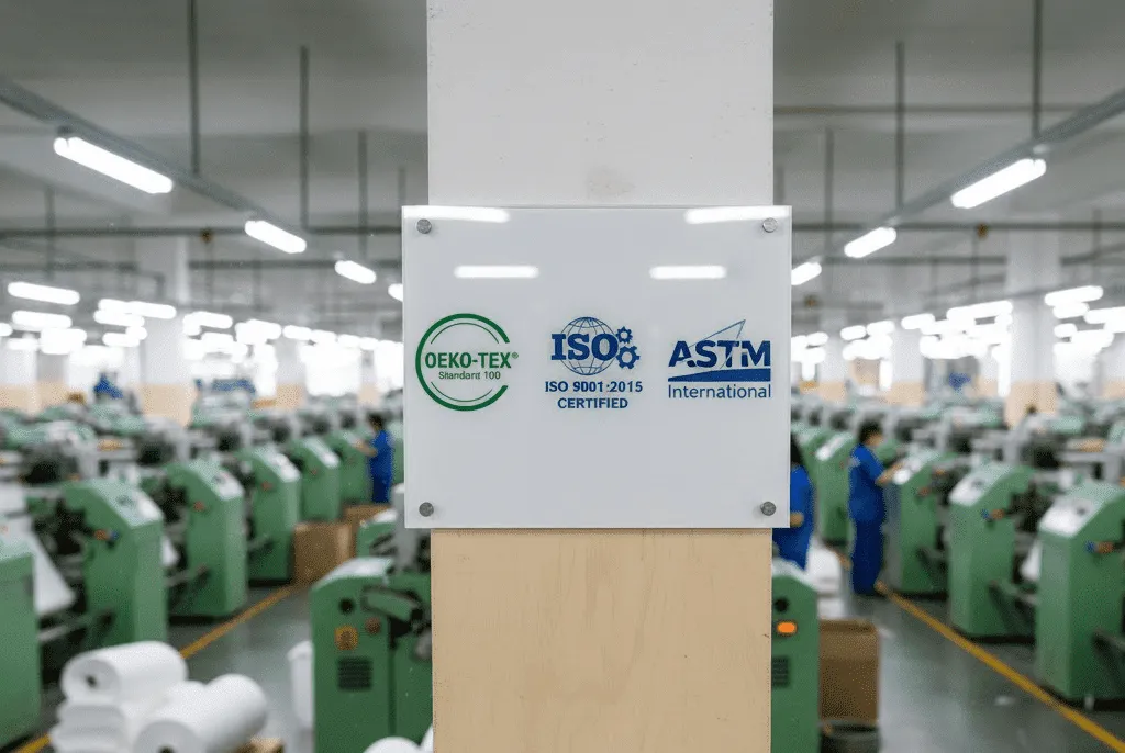 Three International Certifications Are Placed On The Wall Factory Three International Certifications Are Placed On The Wall Factory