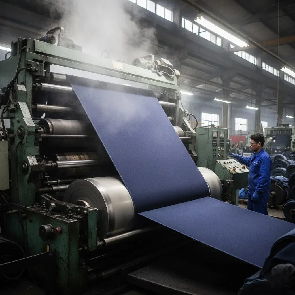 Workers Are Mechanically Pre-Shrinking Denim Workers Are Mechanically Pre-Shrinking Denim