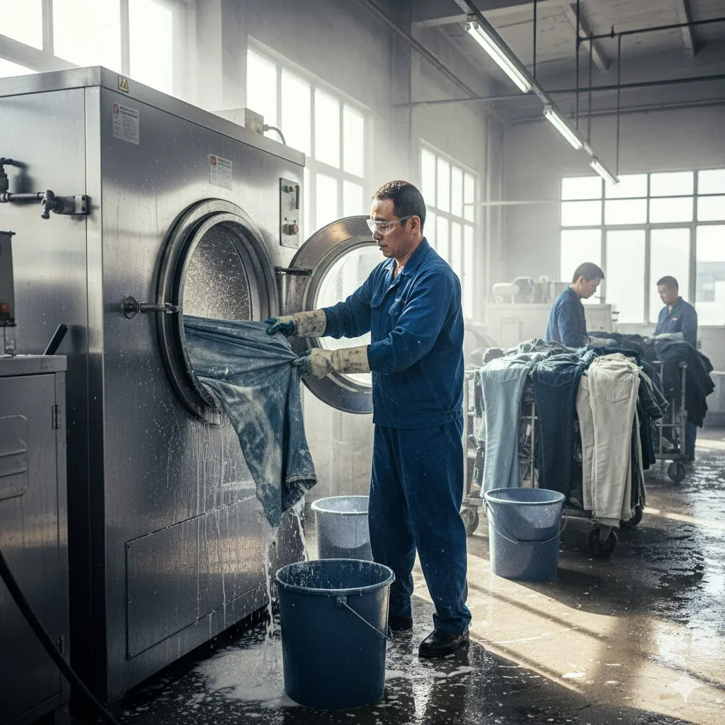 Workers Are Using Bleach Wash To Rinse Denim Workers Are Using Bleach Wash To Rinse Denim