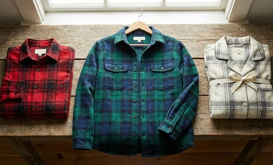 Left: Flannel Shirt; Middle: Flannel Jackets; Right: Flannel Pajamas Left: Flannel Shirt; Middle: Flannel Jackets; Right: Flannel Pajamas