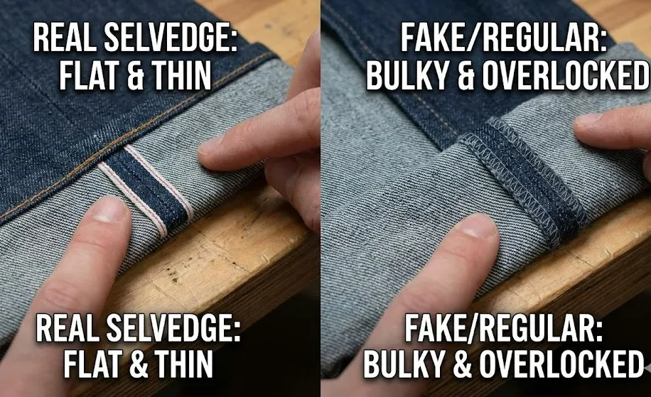セルビッジデニム - アウトシームの感触、本物と偽物 セルビッジデニム - アウトシームの感触、本物と偽物