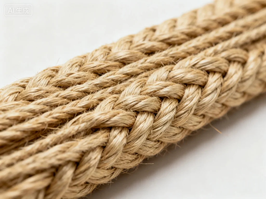 ロープを手で撚る工程