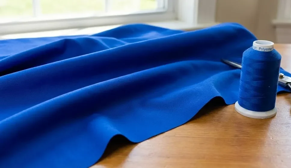 Mavi Polyester Parça Masanın Üstünə Qoyulmuşdu. Mavi Polyester Parça Masanın Üstünə Qoyulmuşdu.