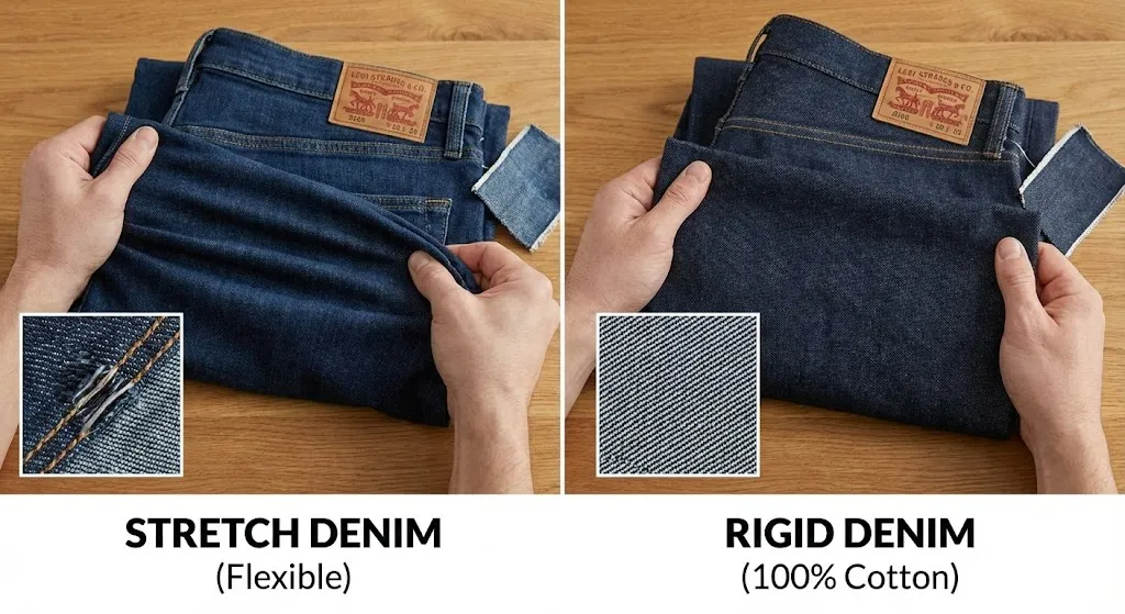 Stretch denim vs rigid denim