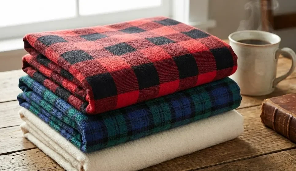 The flannel fabric was placed on the table.