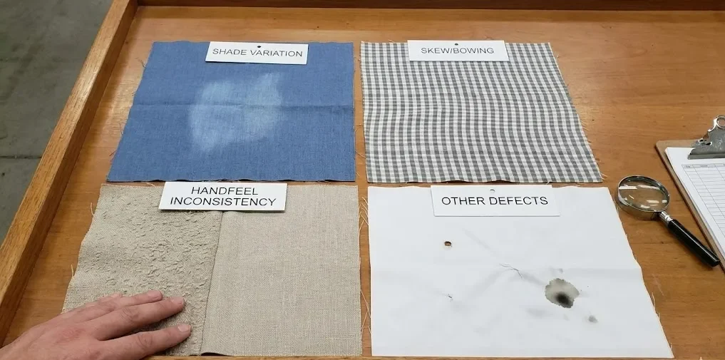 The Four Major Fabric Defects Are-Shade Variation, Skew-Bowing, Handfeel Inconsistency, And Other Defects. The Four Major Fabric Defects Are-Shade Variation, Skew-Bowing, Handfeel Inconsistency, And Other Defects.