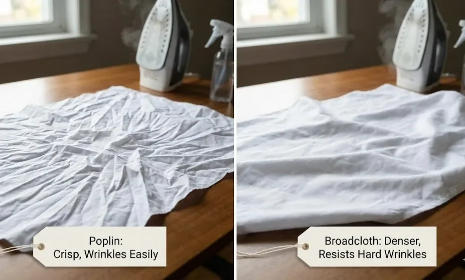 Wrinkling Of Poplin Vs. Broadcloth Wrinkling Of Poplin Vs. Broadcloth