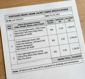 Thông số kỹ thuật vải áo khoác denim