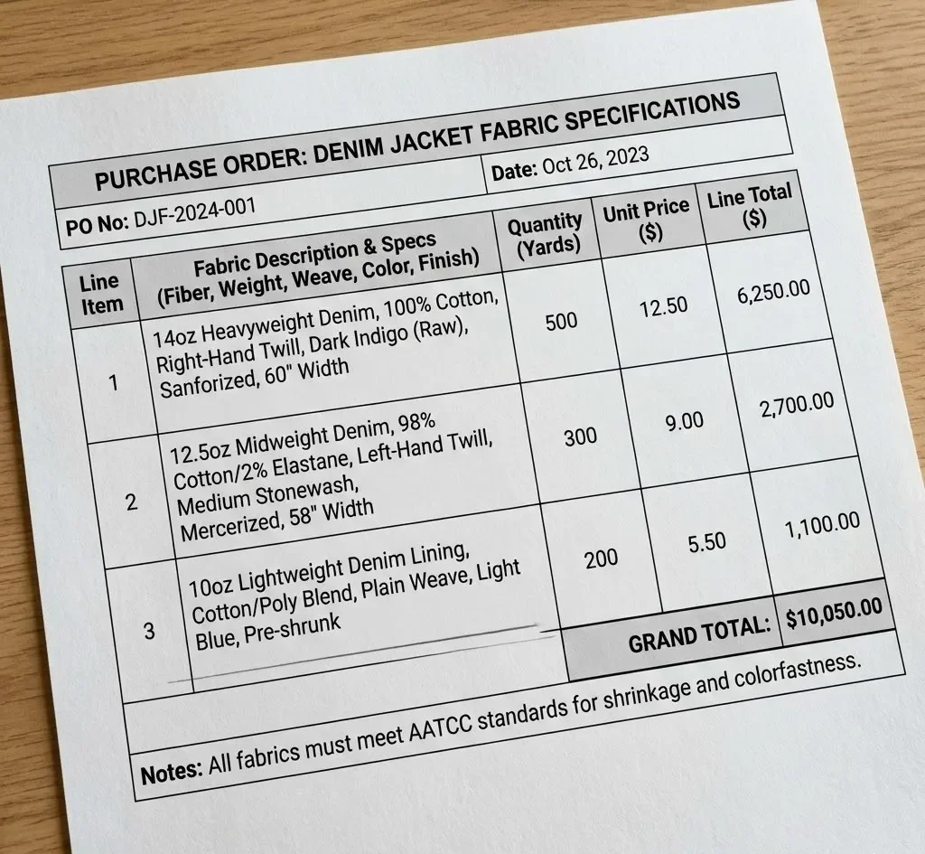 Denim Jacket Fabric Specifications