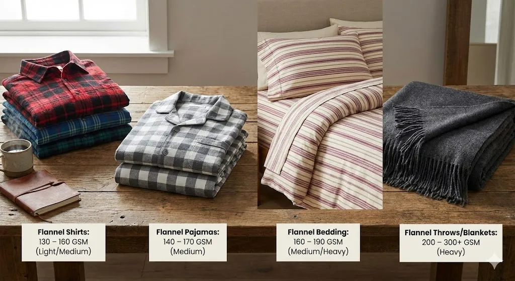 Kullanım Amacına Göre Flanel Kumaşın Önerilen GSM Aralığı