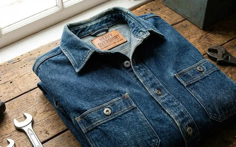 Heavy “Overshirt” Range Denim Shirt，Typical Target- 7.5–10 Oz-Yd² (≈ 255–340 Gsm)
