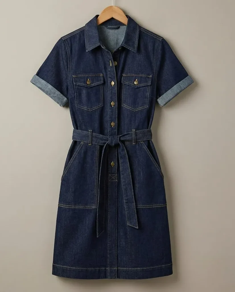 Structured Utility Denim Dress