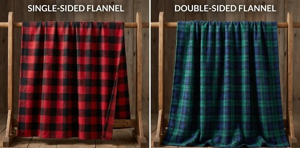 Tək tərəfli flanel pərdəsi və iki tərəfli flanel pərdəsi Tək tərəfli flanel pərdəsi və iki tərəfli flanel pərdəsi