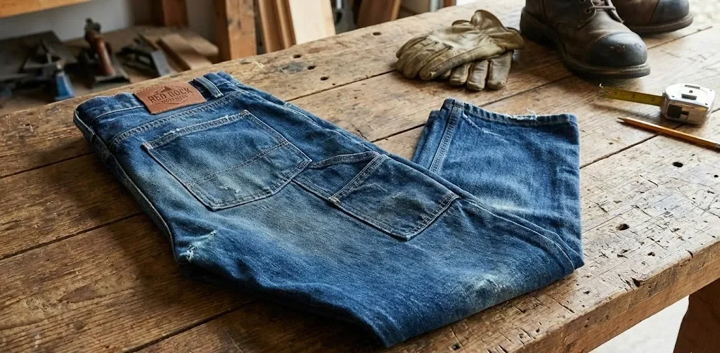The Workwear Jeans Were Placed On The Table.