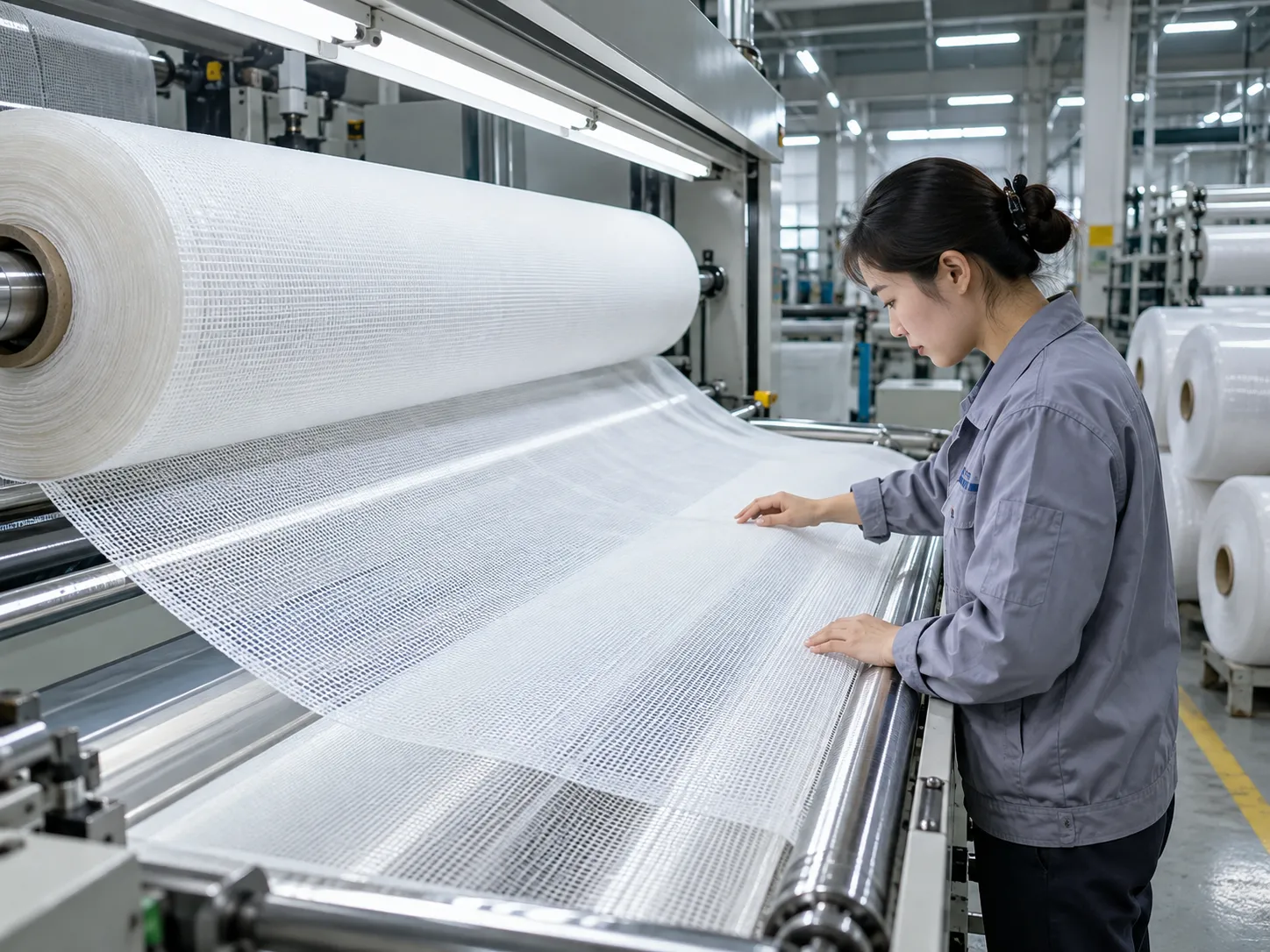 Polyester Mesh Fabric Roll Inspection Polyester Mesh Fabric Roll Inspection