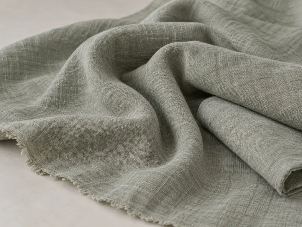 Stone washed linen fabric with soft hand